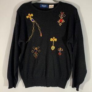 Vintage BayClub Black Knit Christmas Sweater